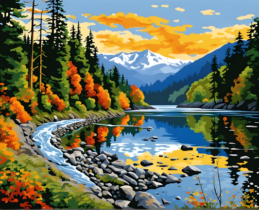 National Parks Collection PD (20) - Elwha River, Olympic Park, USA - Paint-By-Number Kit