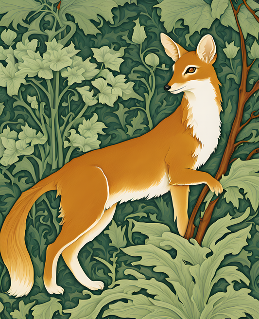 William Morris Style Collection PD (72) - Faunus Pale Green Fabric Pattern - Van-Go Paint-By-Number Kit