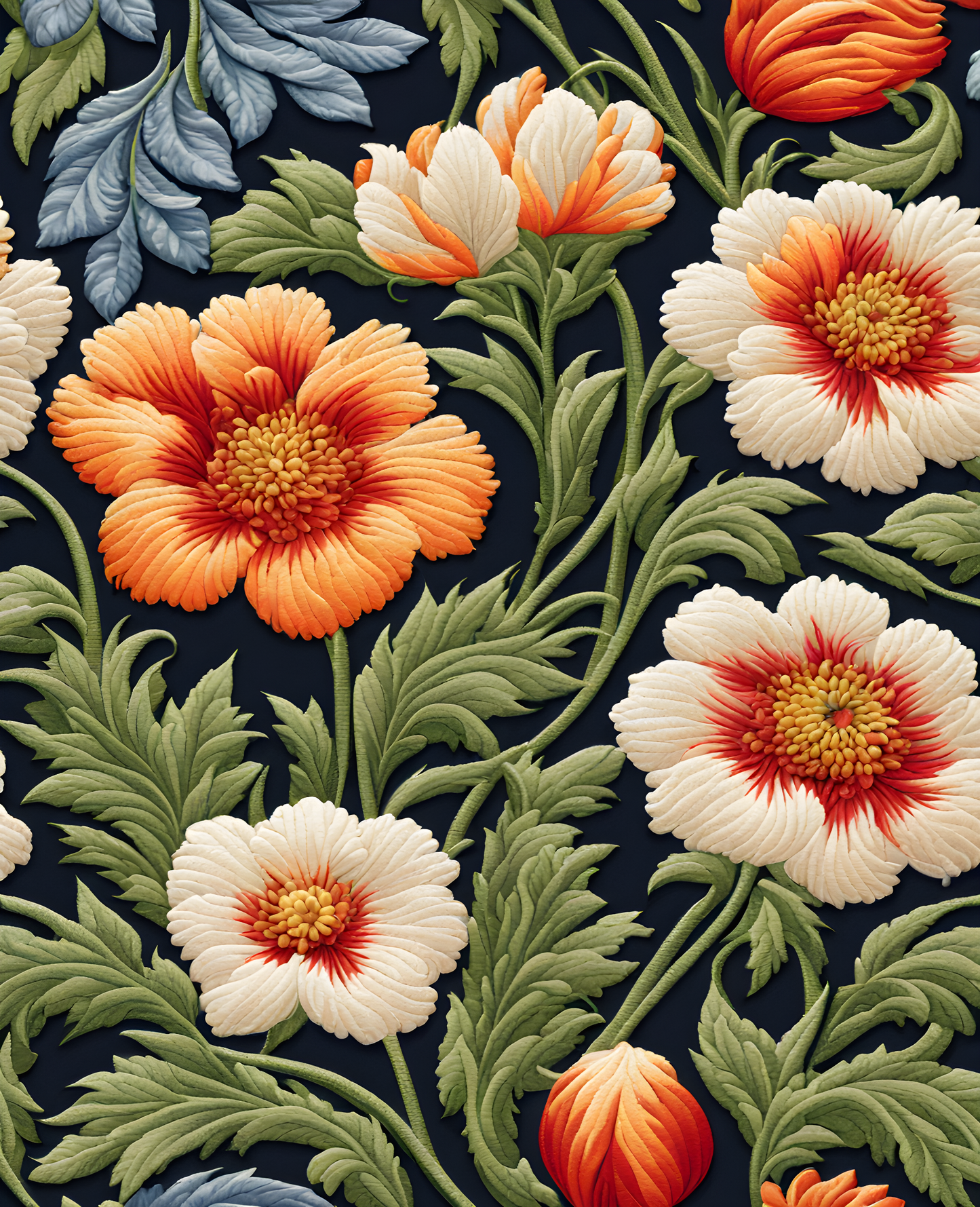 William Morris Style Collection PD (83) - Floral Embroidery Fabric Pattern - Van-Go Paint-By-Number Kit