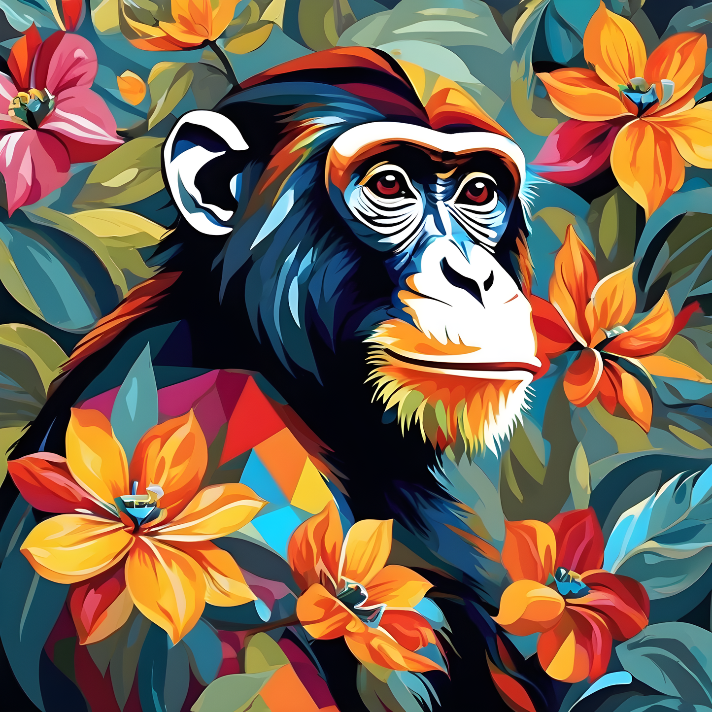 Floral Monkey PD (1) - Van-Go Paint-By-Number Kit