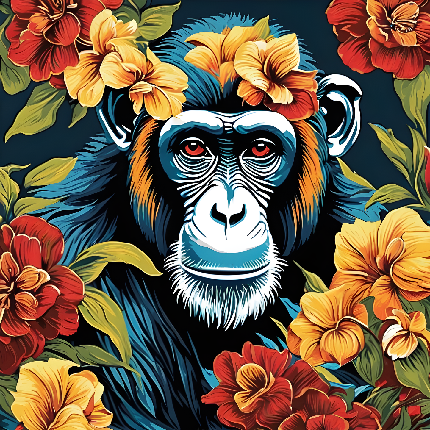 Floral Monkey PD (5) - Van-Go Paint-By-Number Kit