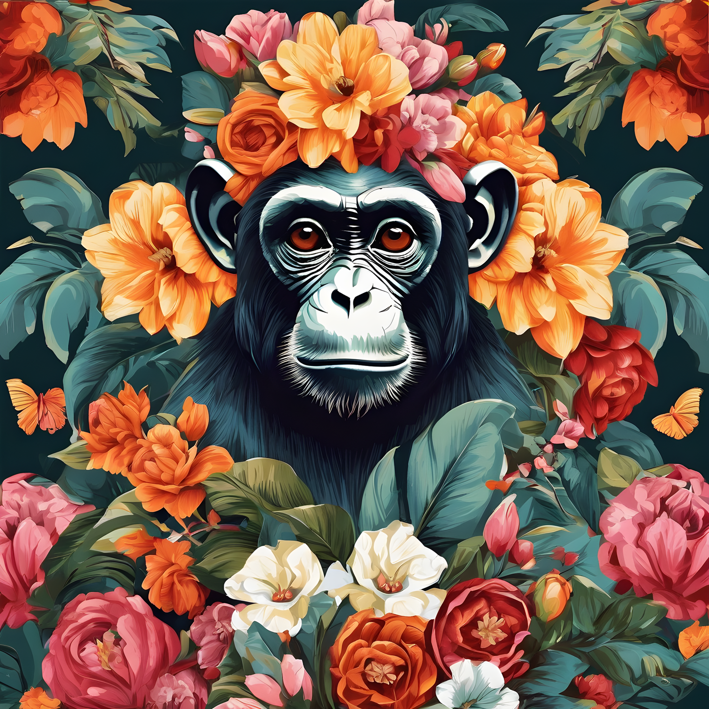 Floral Monkey PD (2) - Van-Go Paint-By-Number Kit