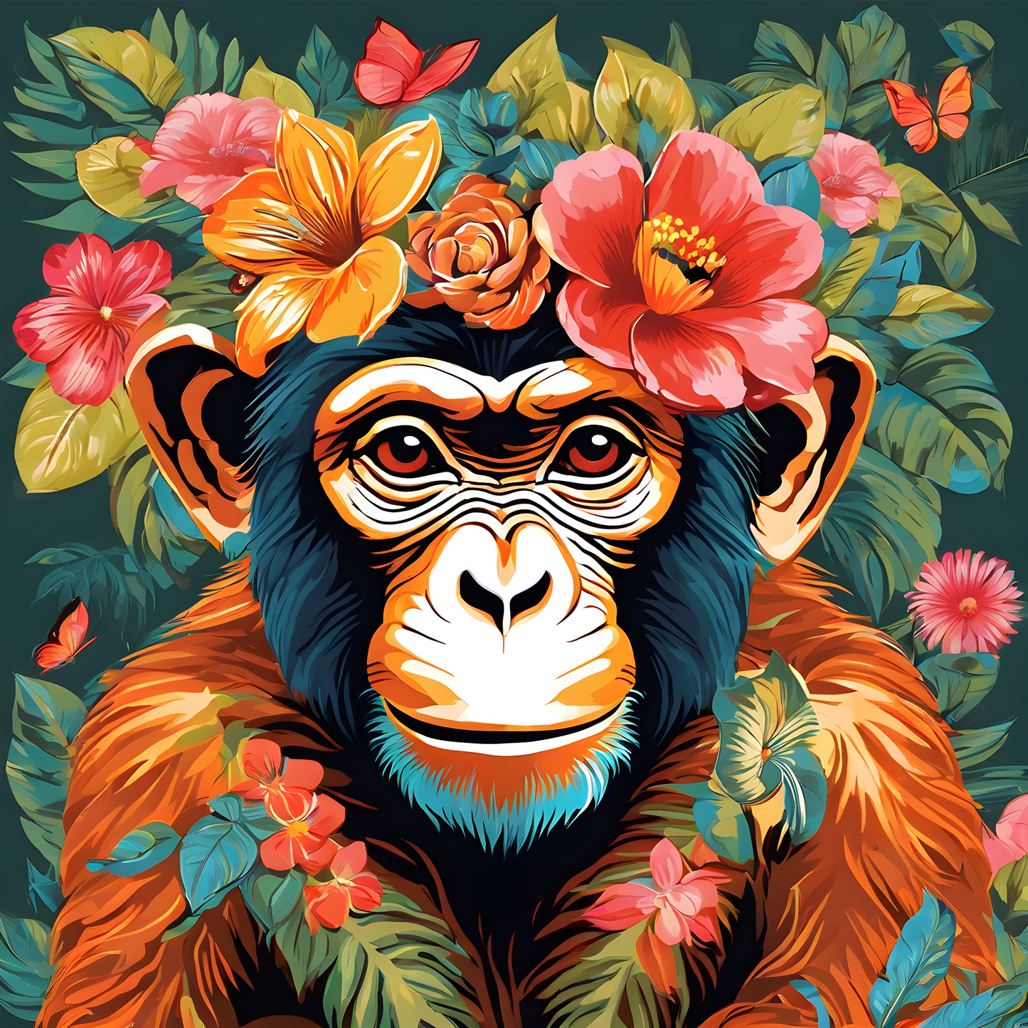 Floral Monkey PD (3) - Van-Go Paint-By-Number Kit