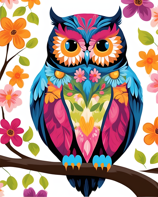 Owls Collection PD (37) - Floral Owl - Van-Go Paint-By-Number Kit