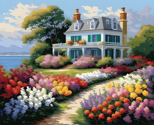 Flowers Sea House (2) - Van-Go Paint-By-Number Kit