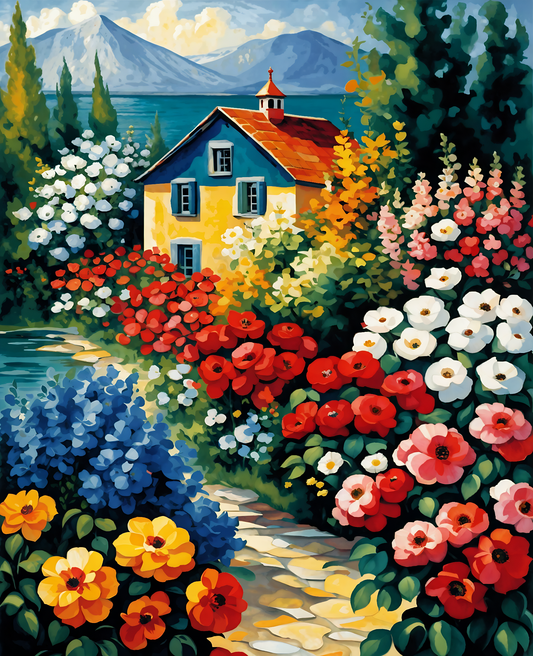 Flowers Sea House PD (2) - Van-Go Paint-By-Number Kit