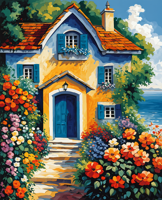 Flowers Sea House PD (1) - Van-Go Paint-By-Number Kit