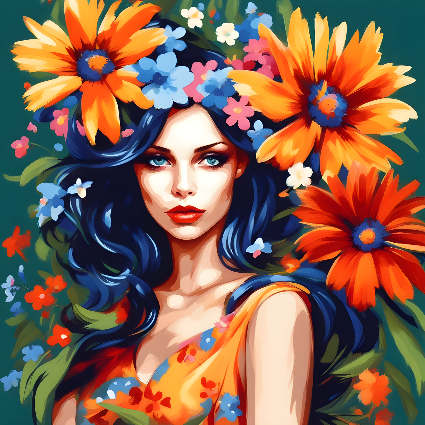 Flowery woman Collection PD (17) - Van-Go Paint-By-Number Kit