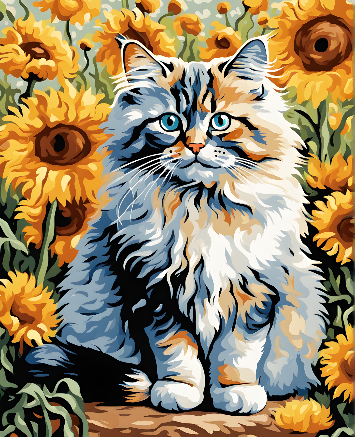 Fluffy Cat (PD) - Van-Go Paint By Numbers Kit