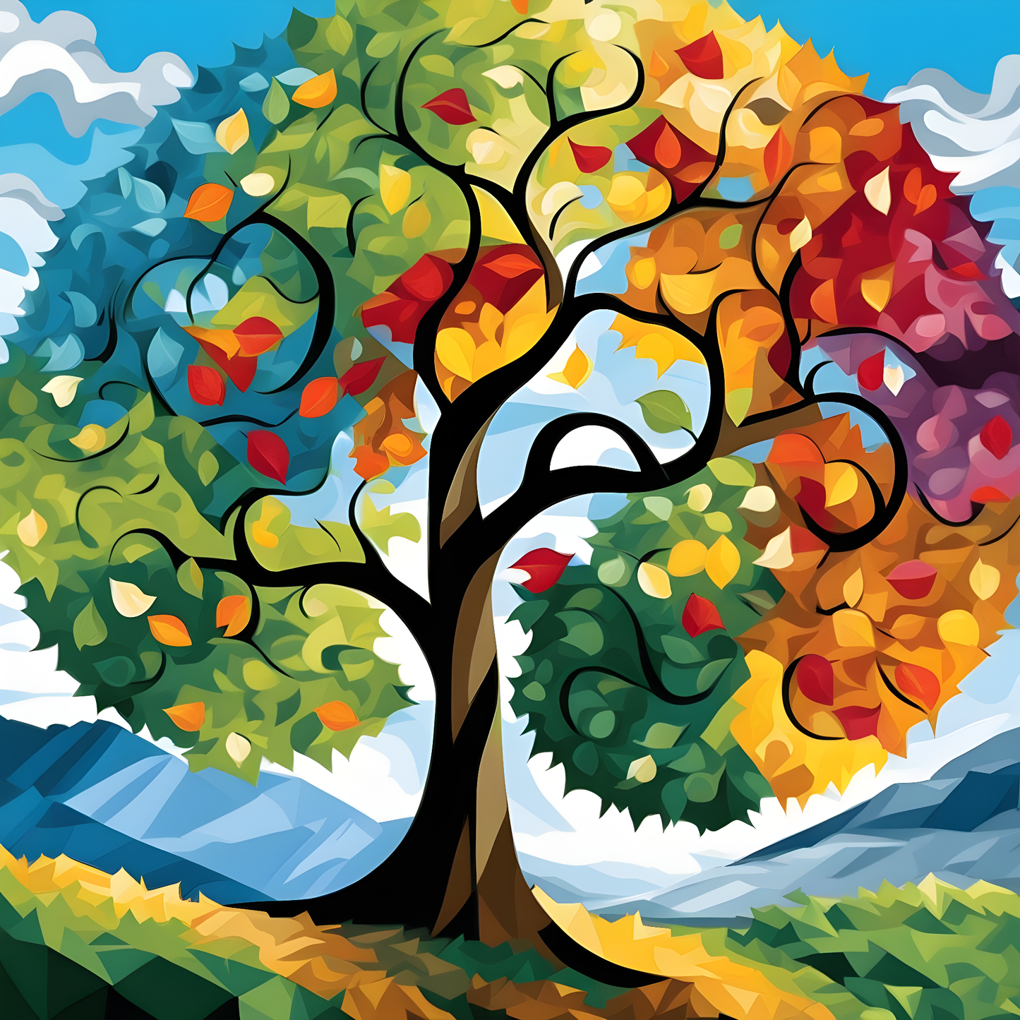 Four Seasons Tree (2) - Van-Go Paint-By-Number Kit