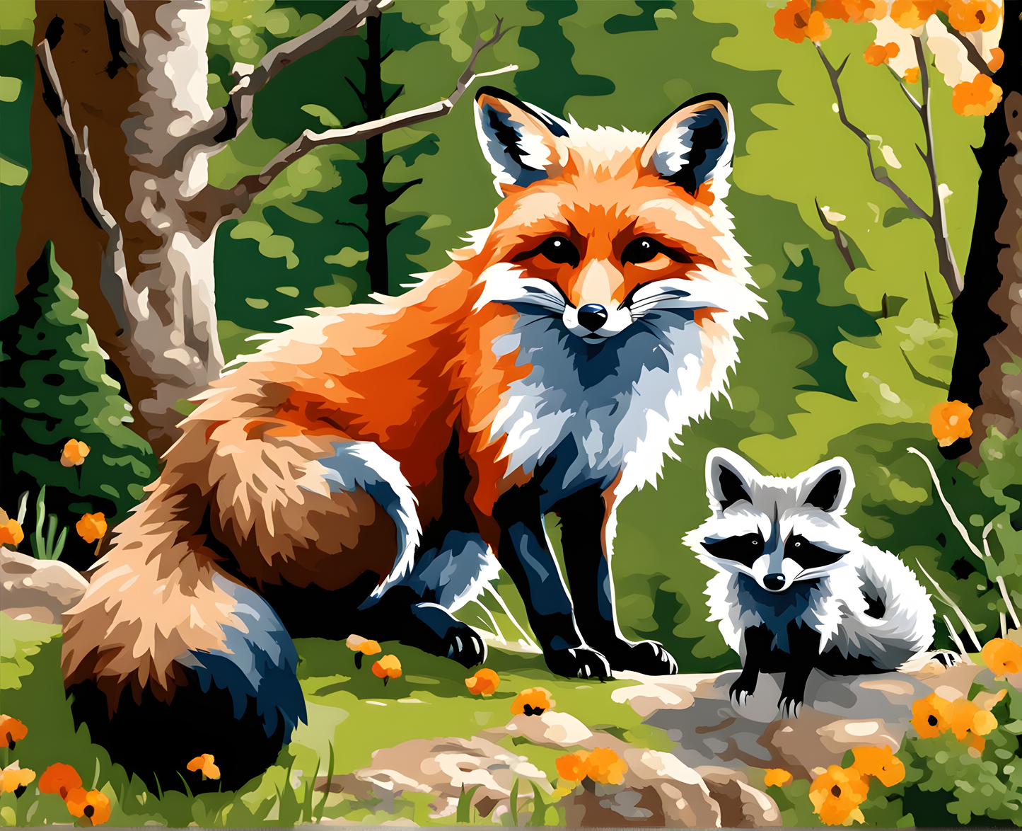 Fox and Raccoon - Van-Go Paint-By-Number Kit