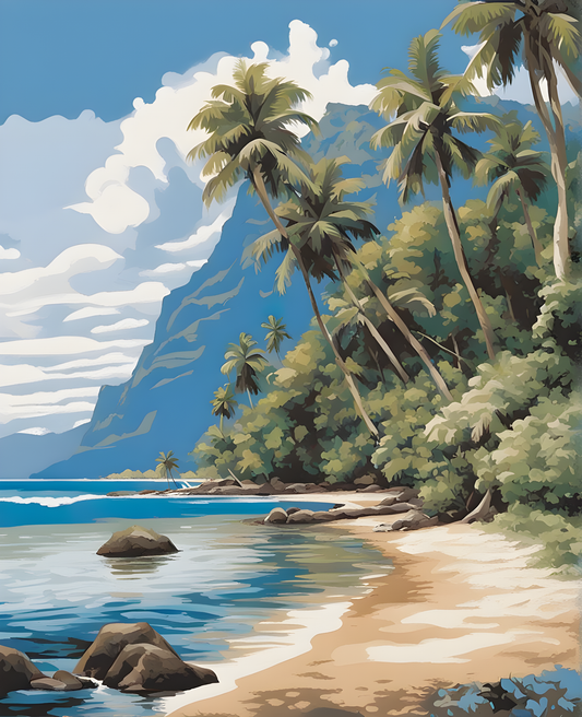 French Moorea Beach Forest PD - Van-Go Paint-By-Number Kit