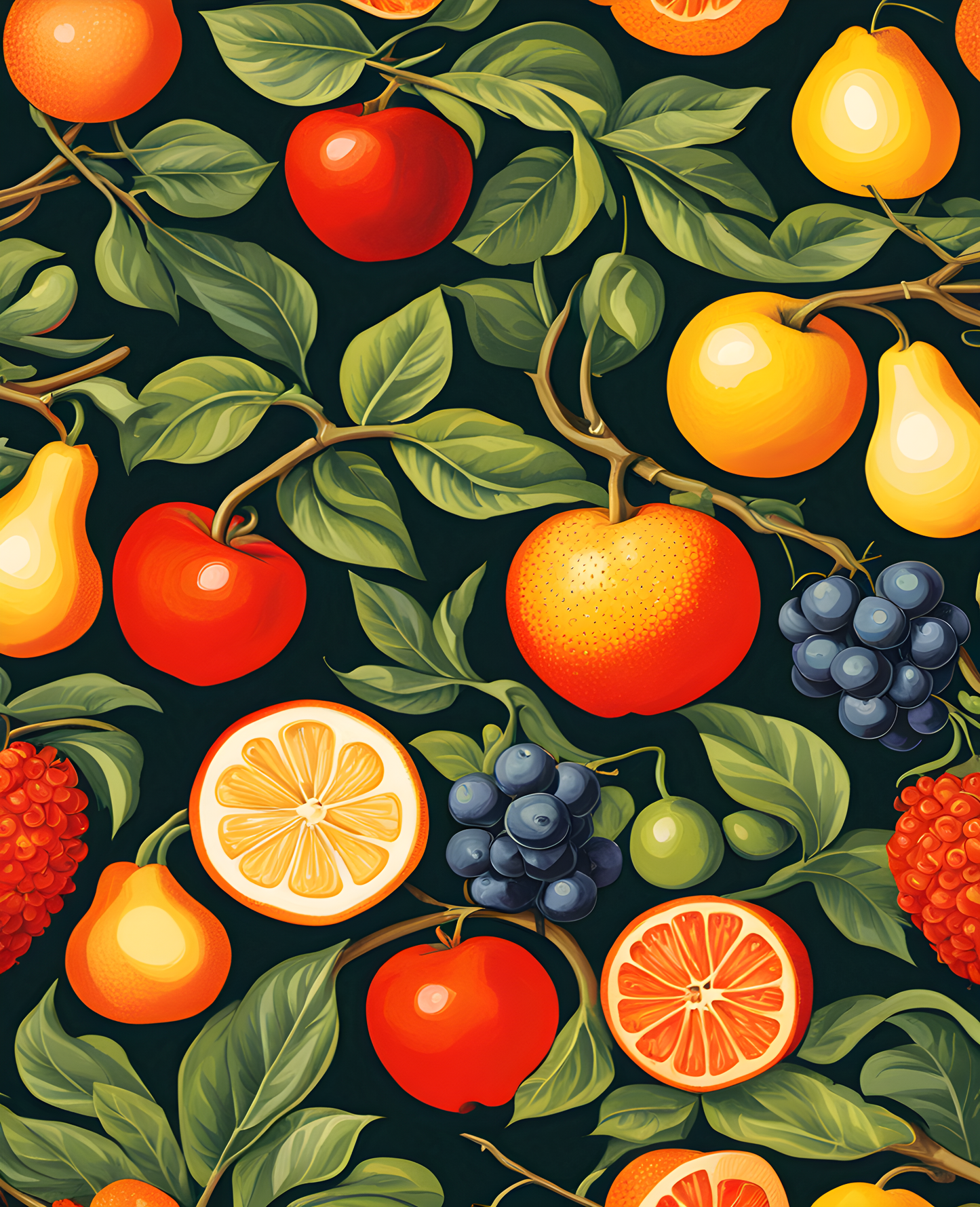 William Morris Style Collection PD (88) - Fruit Fabric Pattern - Van-Go Paint-By-Number Kit