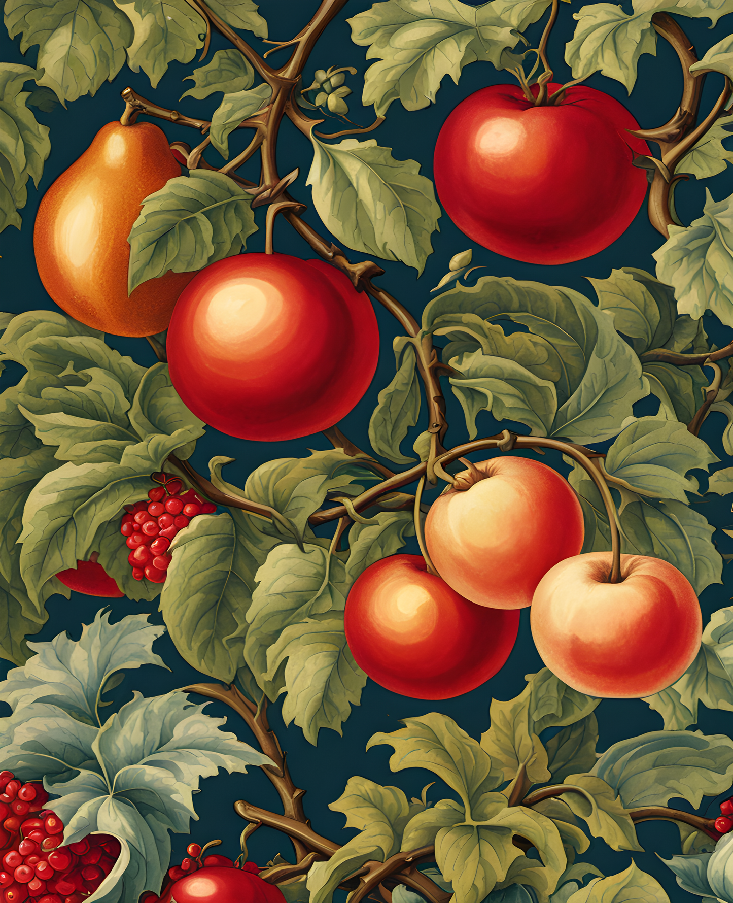 William Morris Style Collection PD (213) - Fruits - Fabric Pattern - Van-Go Paint-By-Number Kit