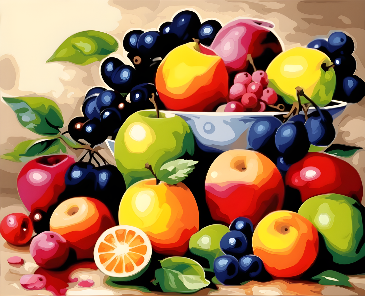 Fruits in a bowl  - Van-Go Paint-By-Number Kit