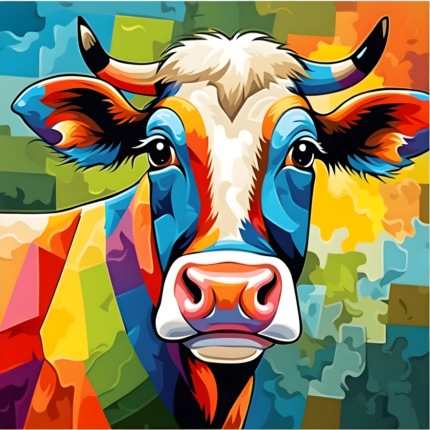 Funny Colorful Cow (2) - Van-Go Paint-By-Number Kit