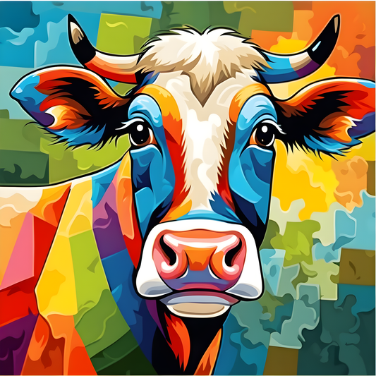 Funny Colorful Cow (2) - Van-Go Paint-By-Number Kit