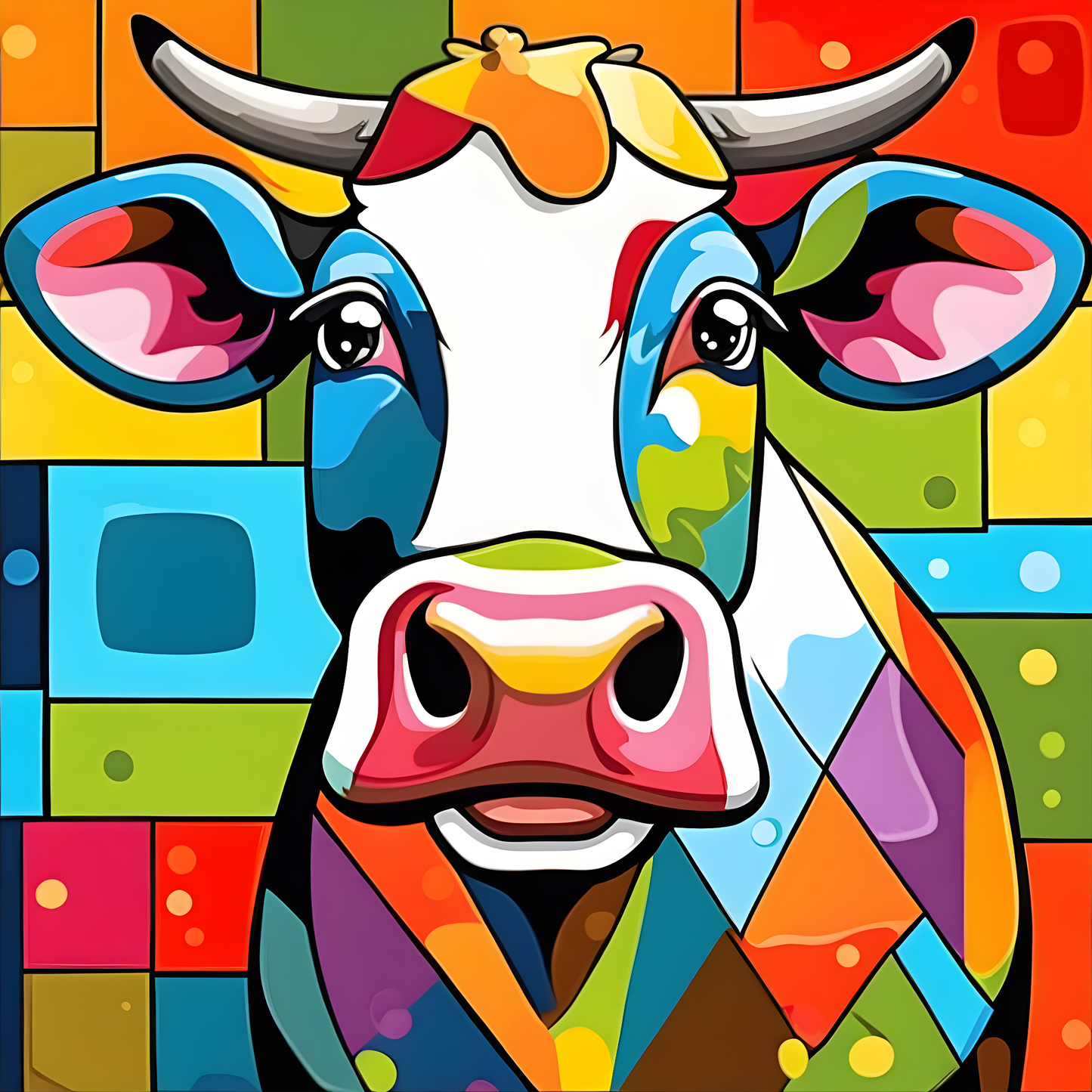 Funny Colorful Cow (3) - Van-Go Paint-By-Number Kit