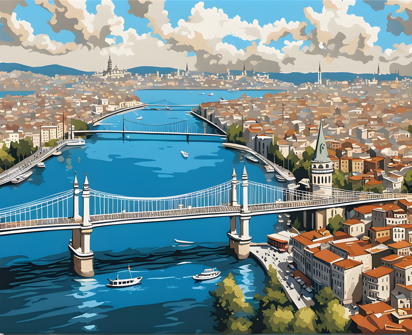 Galata Bridge Landscape - Istanbul - Van-Go Paint-By-Number Kit