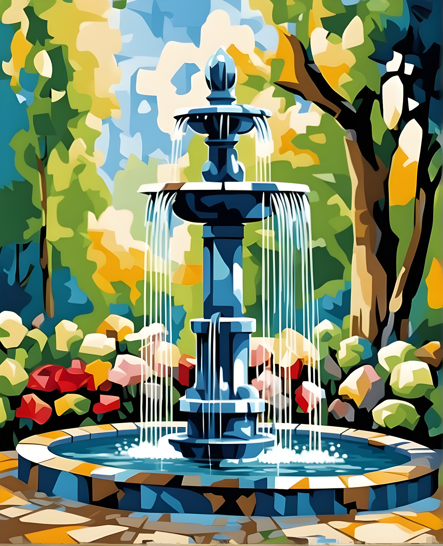 Garden Fountain (1) - Van-Go Paint-By-Number Kit
