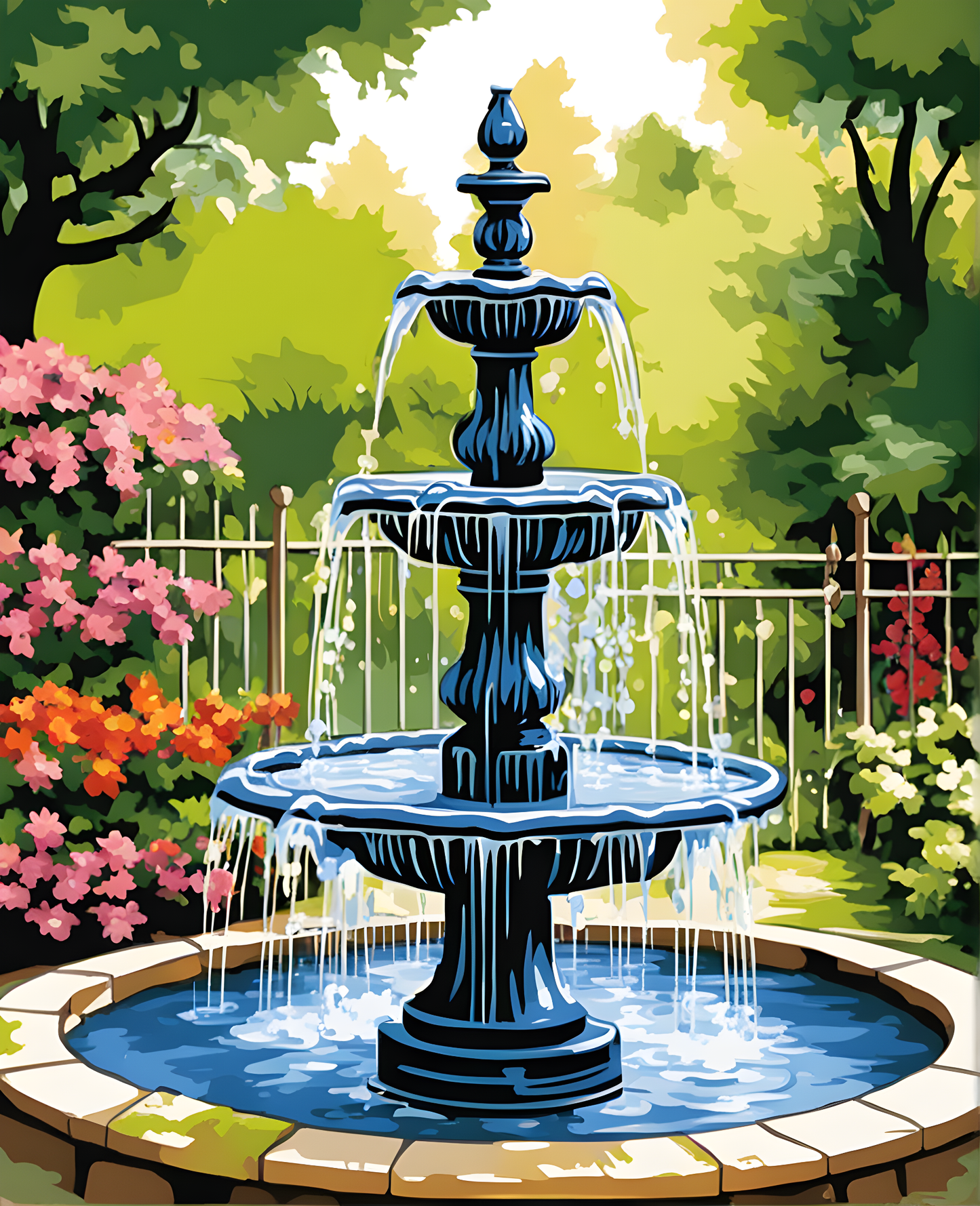 Garden Fountain (2) - Van-Go Paint-By-Number Kit
