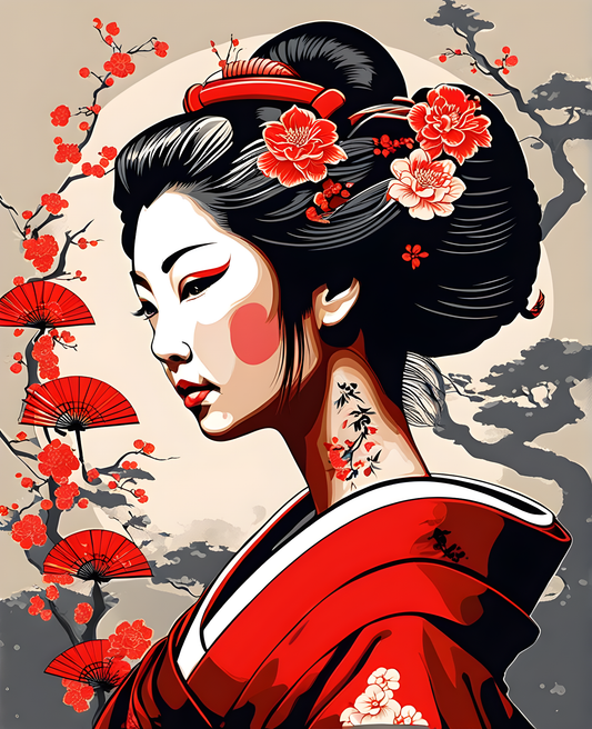 Geisha tattoo PD - Van-Go Paint-By-Number Kit