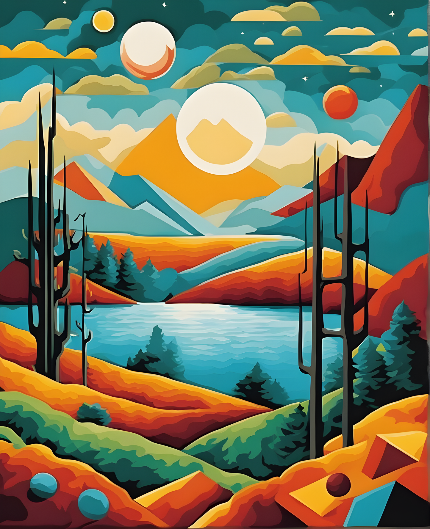 Geometric Landscape (6) - Van-Go Paint-By-Number Kit