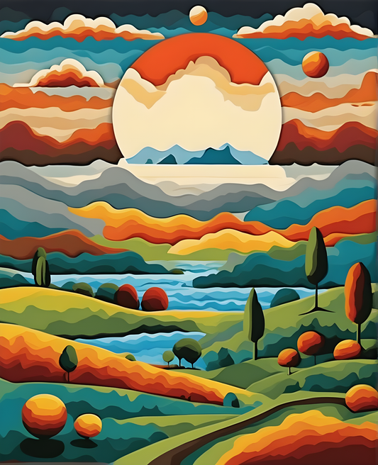 Geometric Landscape (4) - Van-Go Paint-By-Number Kit