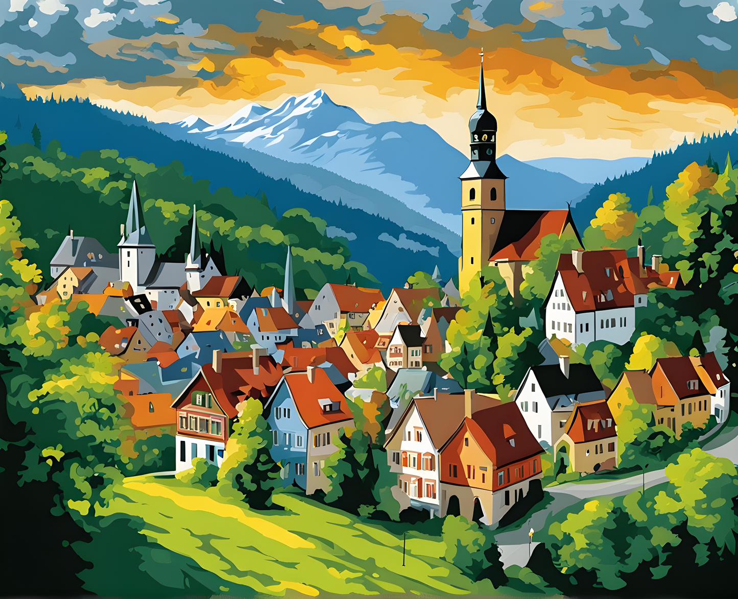 GERMANY - TOWN ON THE HILL (2) - Van-Go Paint-By-Number Kit