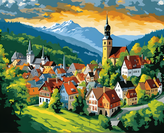 GERMANY - TOWN ON THE HILL (2) - Van-Go Paint-By-Number Kit
