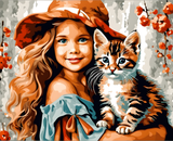 Girl and Kitty - Van-Go Paint-By-Number Kit