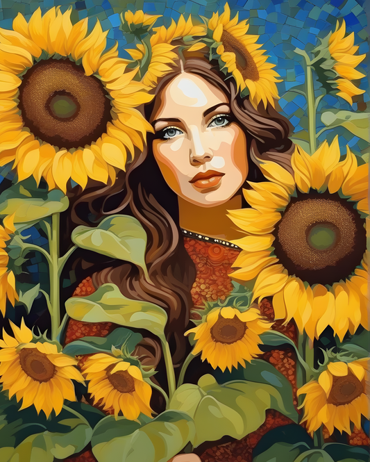 Girl with Sunflowers (3) - Van-Go Paint-by-Number Kit