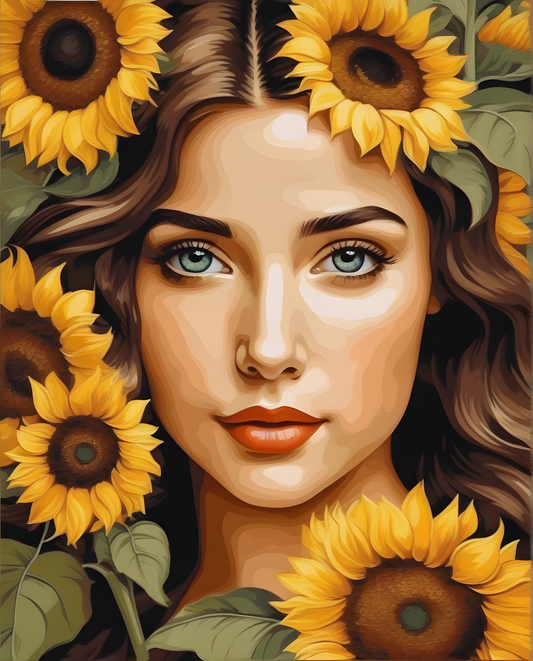 Girl with Sunflowers (4) - Van-Go Paint-by-Number Kit
