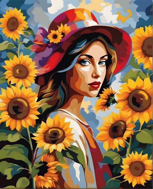 Girl with Sunflowers (2) - Van-Go Paint-by-Number Kit
