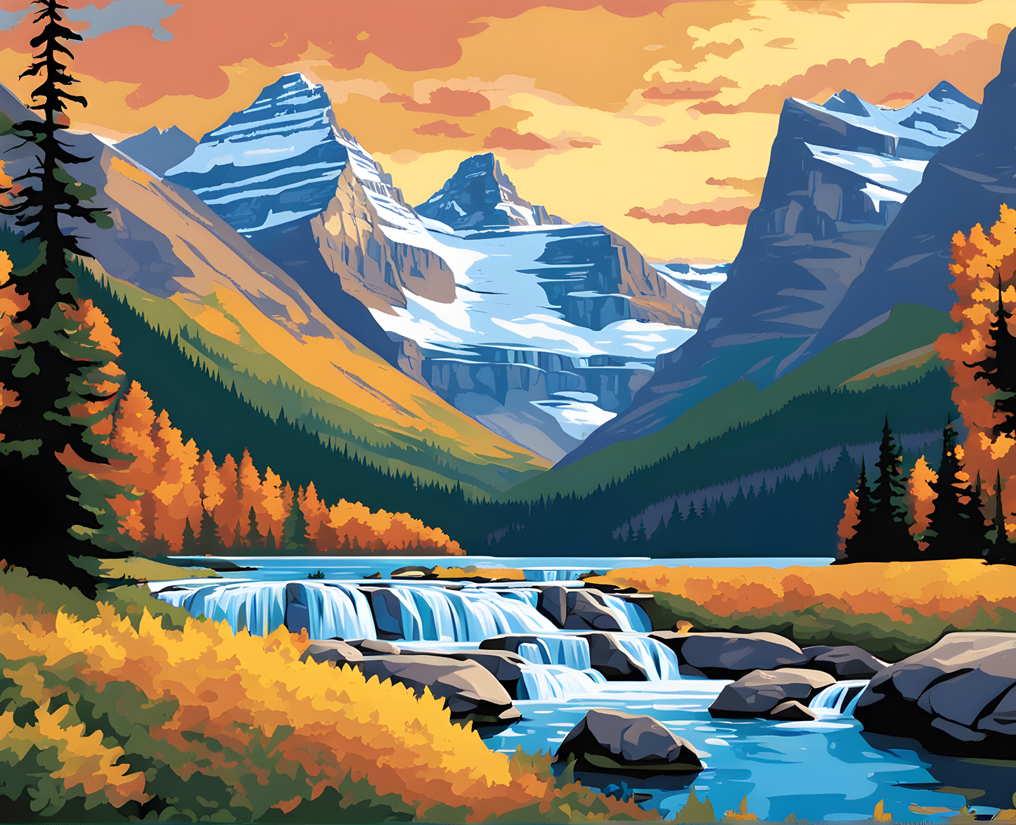 National Parks Collection PD (39) - Glacier Park, USA - Van-Go Paint-By-Number Kit