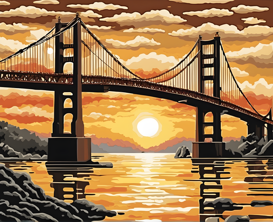 Sunset Collection OD (4) - Golden Bridge Sunset, Manhattan - Van-Go Paint-By-Number Kit