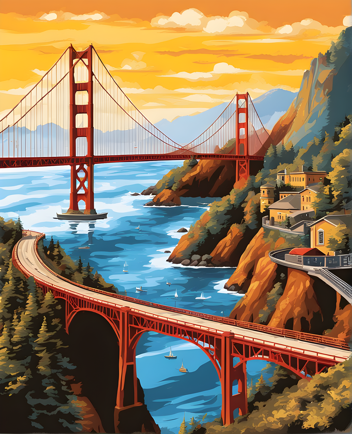 Golden Gate Bridge (7) - Van-Go Paint-By-Number Kit