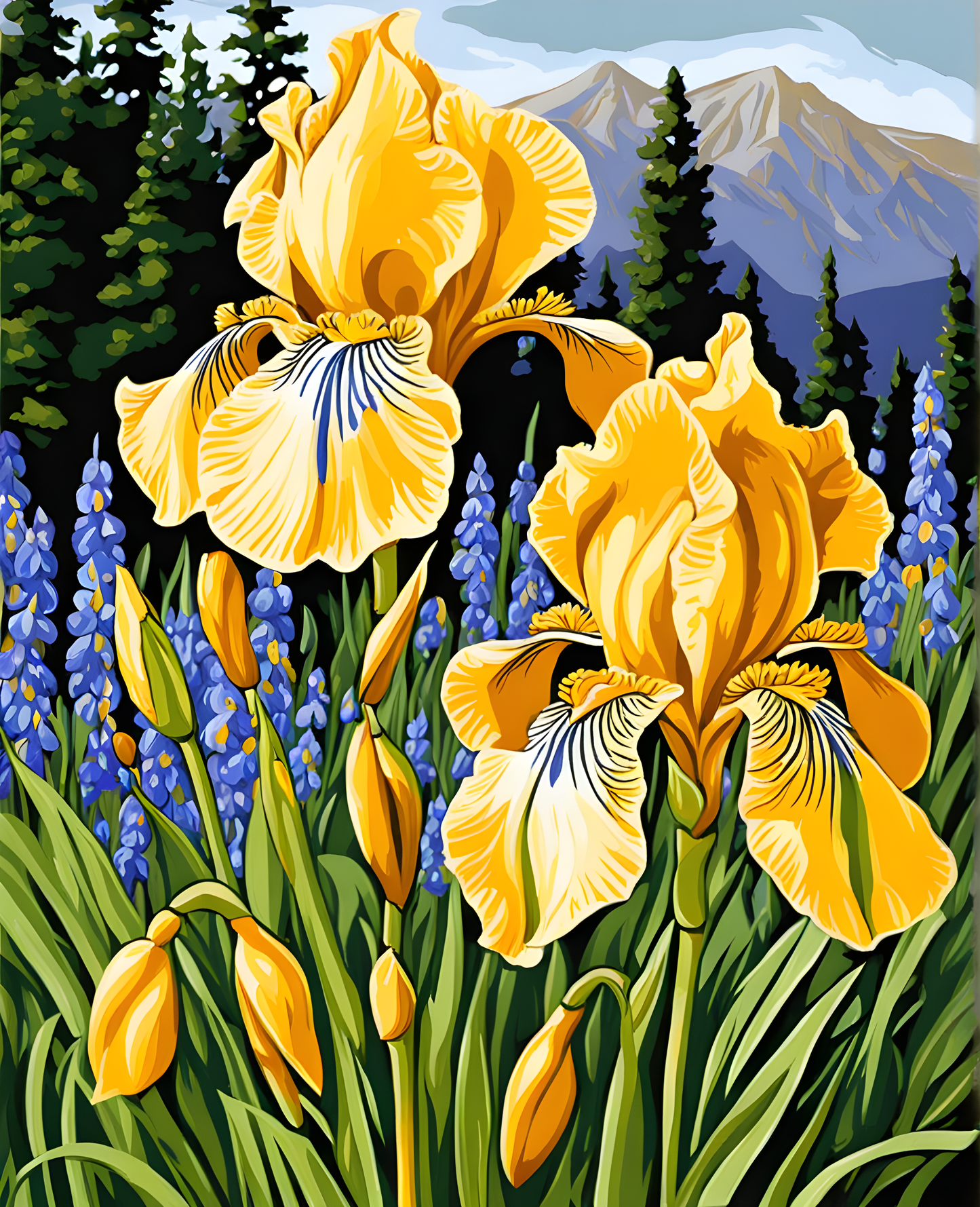 Golden Irises (1) - Van-Go Paint-By-Number Kit