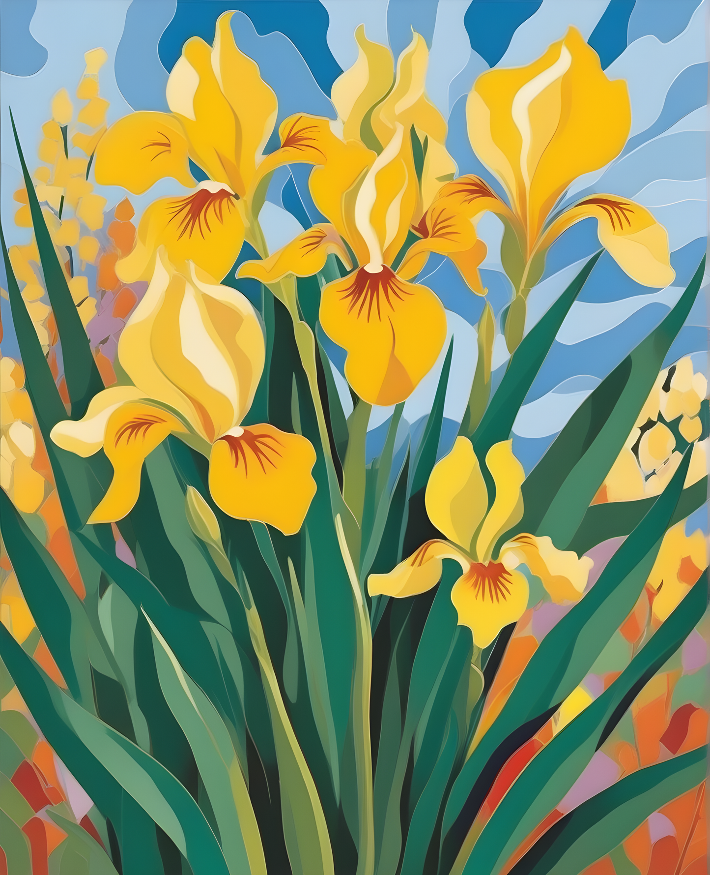 Golden Irises (2) - Van-Go Paint-By-Number Kit