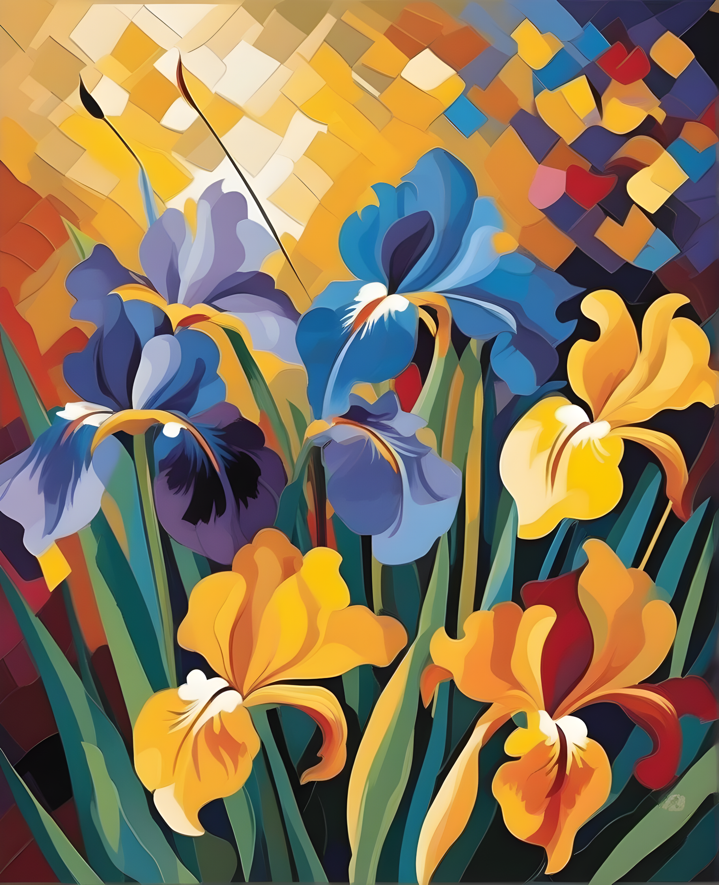 Golden Irises (3) - Van-Go Paint-By-Number Kit