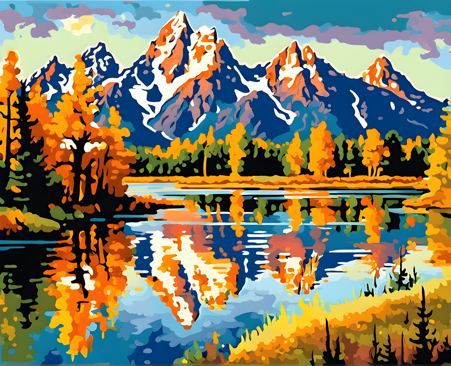 National Parks Collection PD (43) - Grand Teton Park, USA - Paint-By-Number Kit