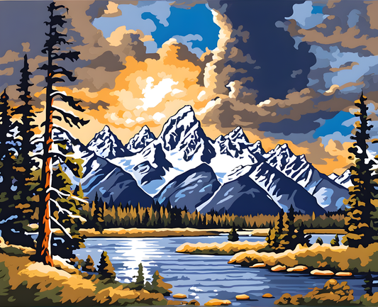 National Parks Collection PD (47) - Grand Teton Park, USA - Paint-By-Number Kit