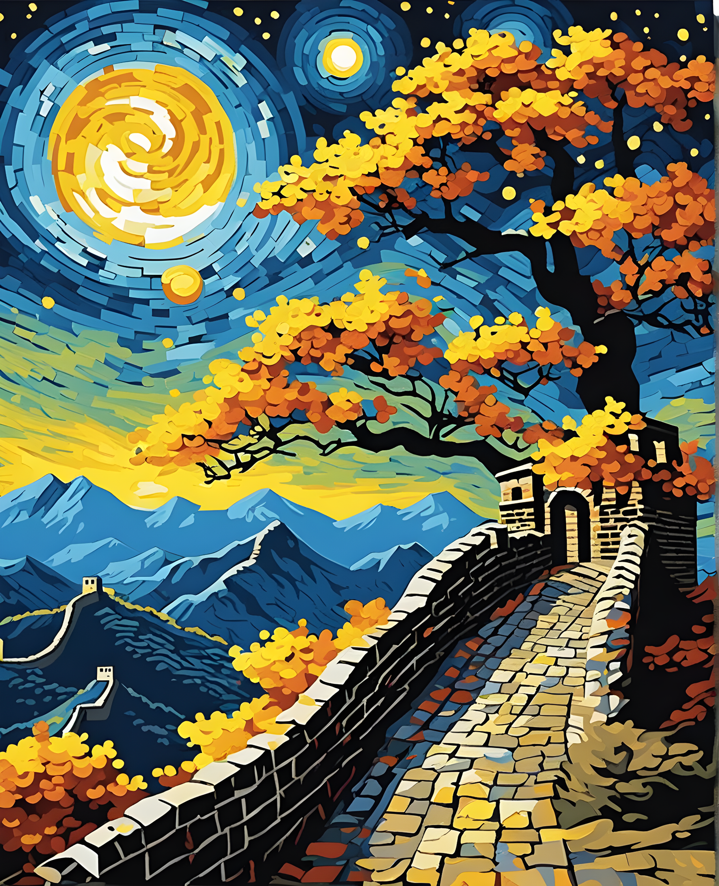 China Collection PD (23) - Great Wall of China at Starry Night - Van-Go Paint-By-Number Kit