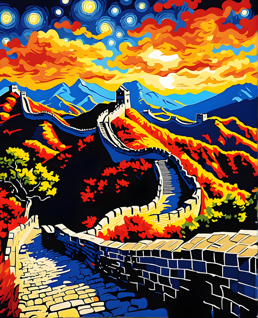 China Collection PD (24) - Great Wall of China at Starry Night - Van-Go Paint-By-Number Kit