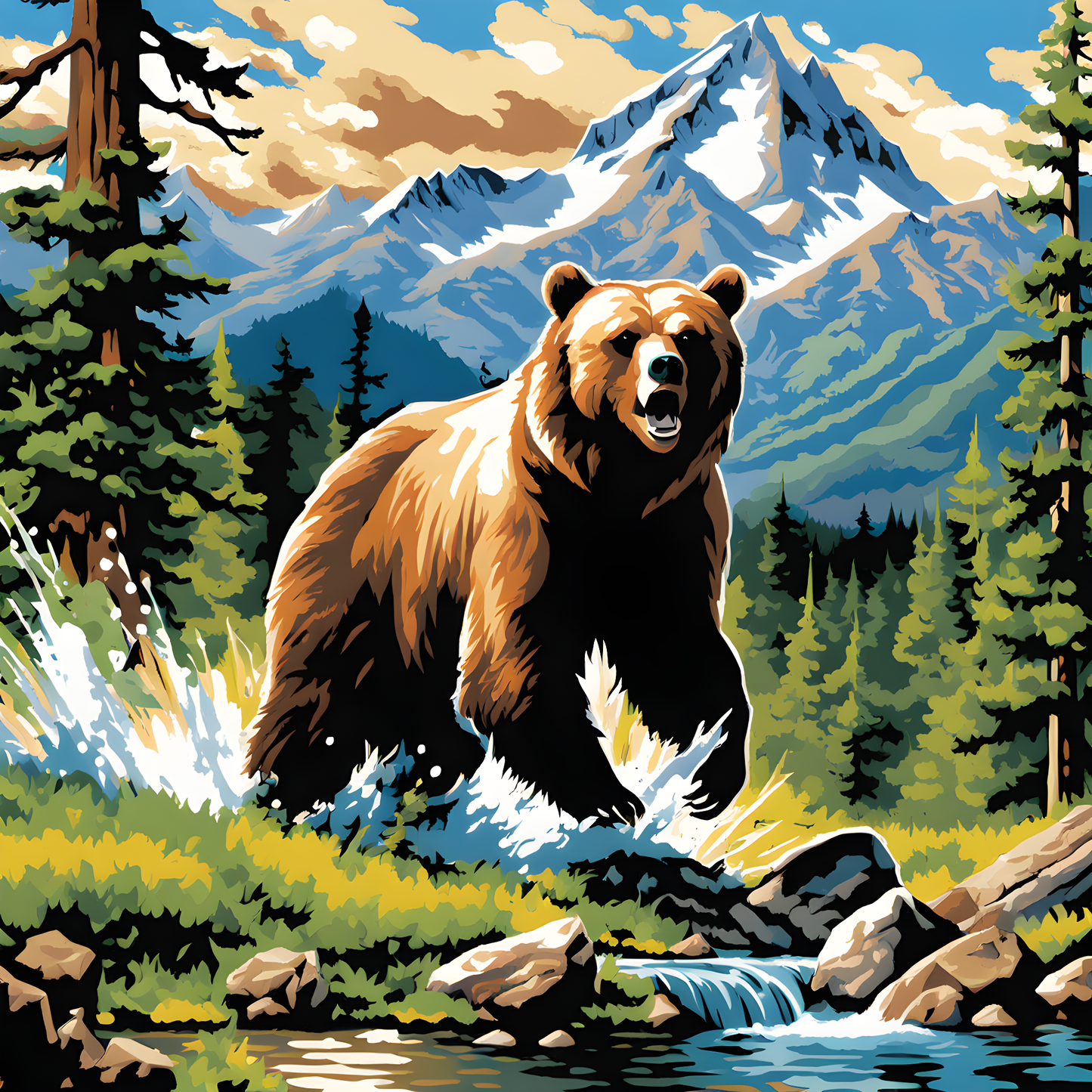Grizzly Mountain (1) - Van-Go Paint-By-Number Kit