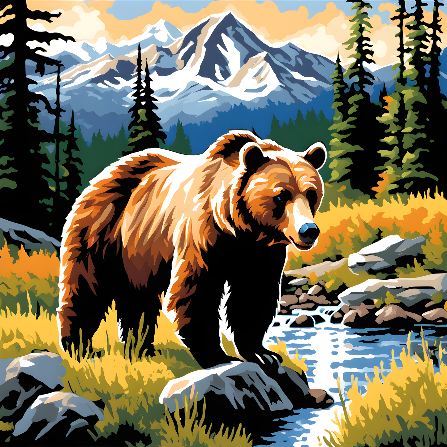 Grizzly Mountain (2) - Van-Go Paint-By-Number Kit