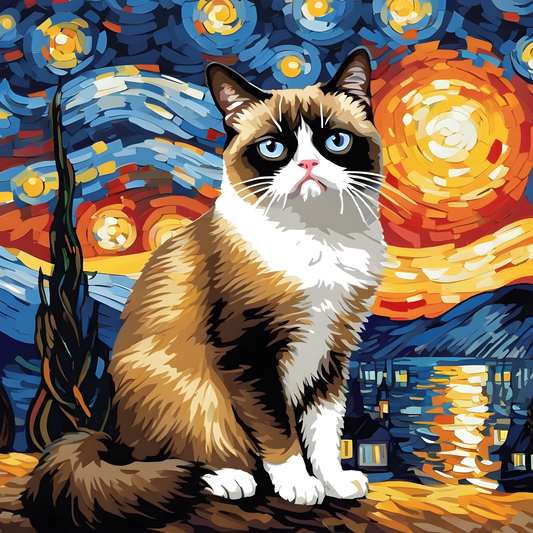 Grumpy Cat Starry Night PD (6) - Van-Go Paint-By-Number Kit