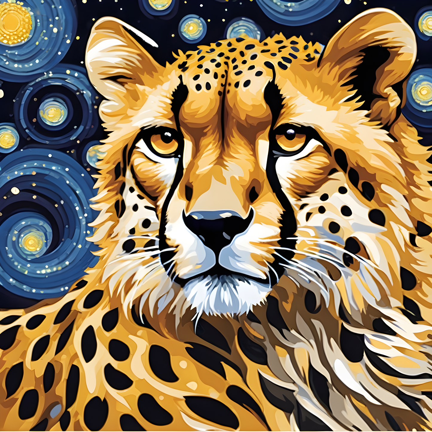 Grumpy Cheetah Starry Night PD (7) - Van-Go Paint-By-Number Kit