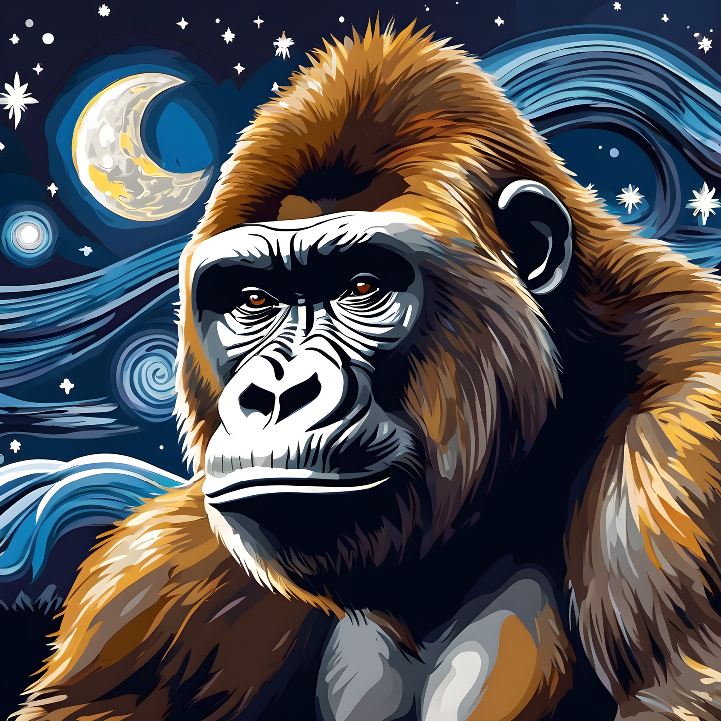 Grumpy Gorilla Starry Night PD (12) - Van-Go Paint-By-Number Kit