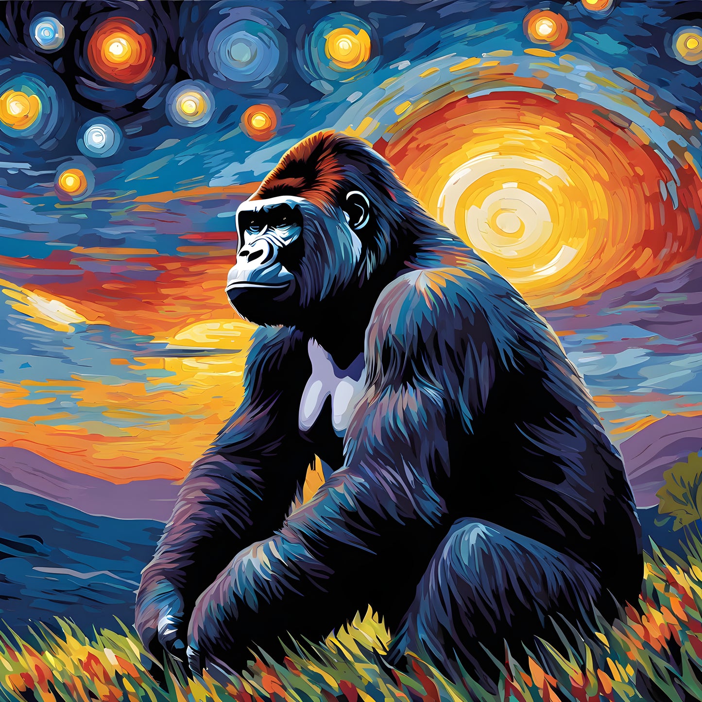 Grumpy Gorilla Starry Night PD (1) - Van-Go Paint-By-Number Kit